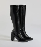 Sleek Strut Faux Leather Under-The-Knee Boots