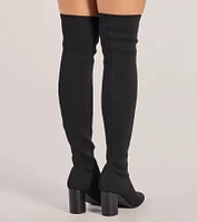 Chic Stride Knit Over-The-Knee Boots