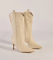 Sleek Stride Faux Leather Stiletto Western Boots