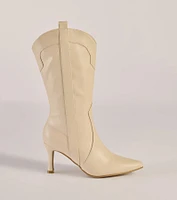 Sleek Stride Faux Leather Stiletto Western Boots