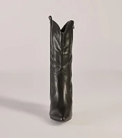 Sleek Stride Faux Leather Stiletto Western Boots
