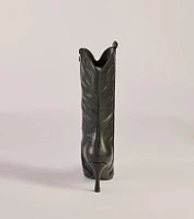 Sleek Stride Faux Leather Stiletto Western Boots