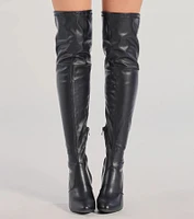 Chic Slay Over-The-Knee Block Heel Boots