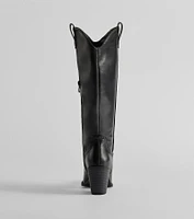 Western Sleek Knee-High Block Heel Boots
