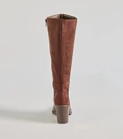 Slay The Scene Under-The-Knee Block Heel Boots