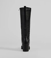 Edgy Chic Under-The-Knee Moto Platform Boots
