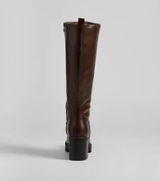 Edgy Chic Under-The-Knee Moto Platform Boots