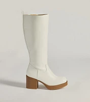 Edgy Chic Under-The-Knee Moto Platform Boots