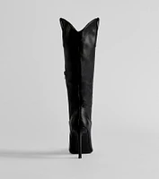Sleek Western Under-The-Knee Stiletto Boots
