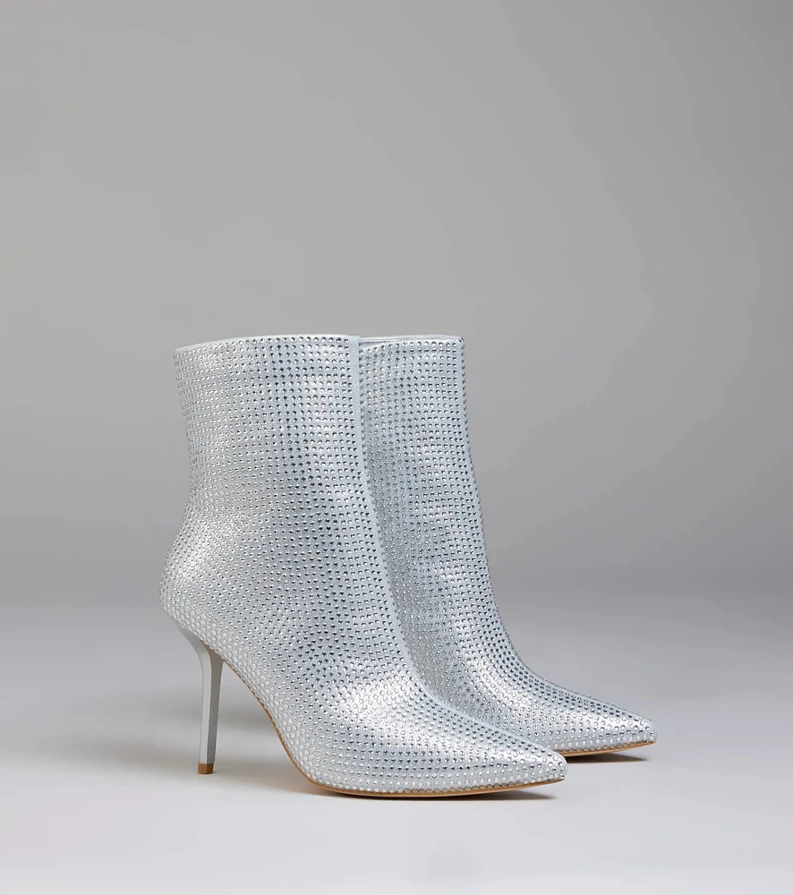 Bedazzled Allure Rhinestone Stiletto Booties