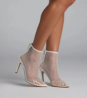 Up To No Good Rhinestone Fishnet Booties