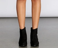 Gold Trim Faux Suede Booties
