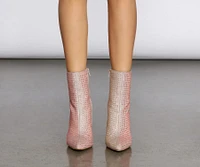 Glitter Mesh Rhinestone Stiletto Booties