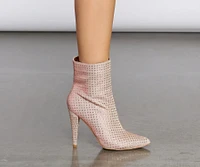 Glitter Mesh Rhinestone Stiletto Booties