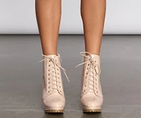 Here To Slay Faux Leather Combat Booties