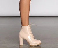 Here To Slay Faux Leather Combat Booties