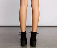 Step It Up Lug Sole Block Heel Booties