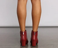 Faux Leather Basic Pointy Toe Booties