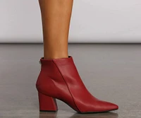 Faux Leather Basic Pointy Toe Booties