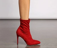 Faux Suede Stiletto Sock Booties
