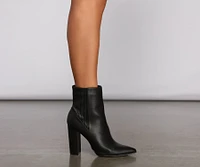 Stacked On Basics Faux Leather Block Heel Booties