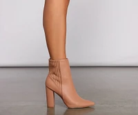 Stacked On Basics Faux Leather Block Heel Booties