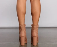 Stacked On Basics Faux Leather Block Heel Booties