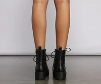 Glam It Up Faux Leather Quilted Combat Booties
