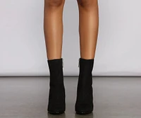 Slay Basics Faux Suede Block Heel Booties