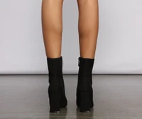 Slay Basics Faux Suede Block Heel Booties