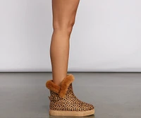 Cheetah Print Faux Suede Booties