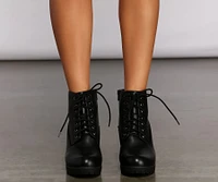Stepping Up Faux Leather Lug Booties