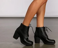 Stepping Up Faux Leather Lug Booties