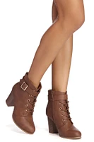 Lace Up And Buckle Booties