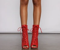 Red Chic Faux Leather Stiletto Booties