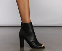 Basic Vibes Peep Toe Faux Leather Booties