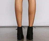 Essential Lace-Up Faux Suede Booties