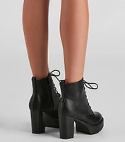 Edgy Babe Platform Lace-Up Booties