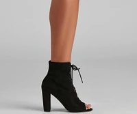 Perfect Peep Lace-Up Booties