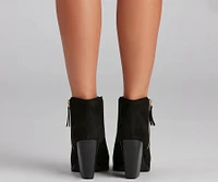 Peep Your Business Stacked Heel Booties