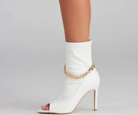 Fab Chain-link Faux Leather Booties