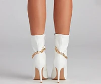 Fab Chain-link Faux Leather Booties