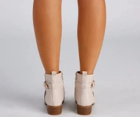 Buckle Up Stacked Heel Ankle Booties