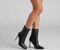 Ruched Life Faux Leather Booties