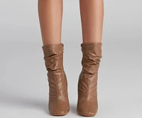 Ruched Life Faux Leather Booties