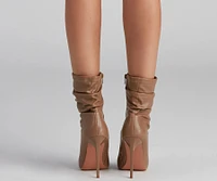 Ruched Life Faux Leather Booties
