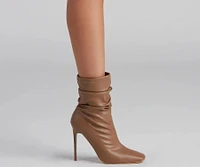 Ruched Life Faux Leather Booties