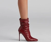 Ruched Life Faux Leather Booties