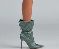 Quilted Beauty Scrunch Stiletto Booties