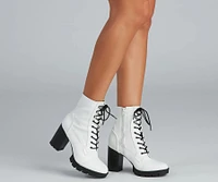Wild Side Faux Leather Lug Boots